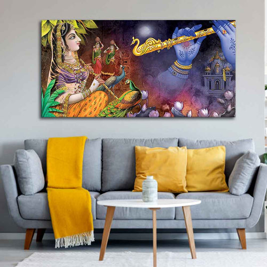 Premium Canvas Wall Painting of Radha Thinking About Shri Krishna - Decor Smart