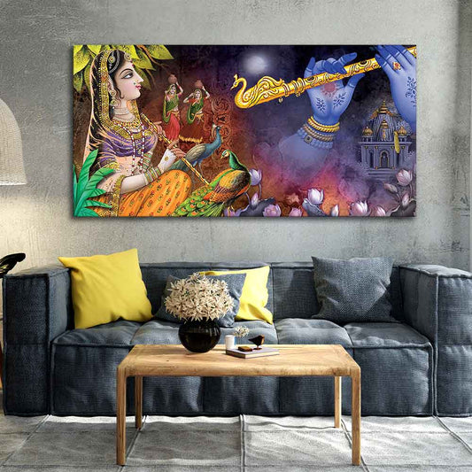 Premium Canvas Wall Painting of Radha Thinking About Shri Krishna - Decor Smart