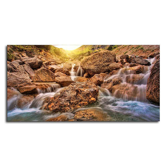 Premium Canvas Wall Painting of Waterfall at Sunrise - Decor Smart