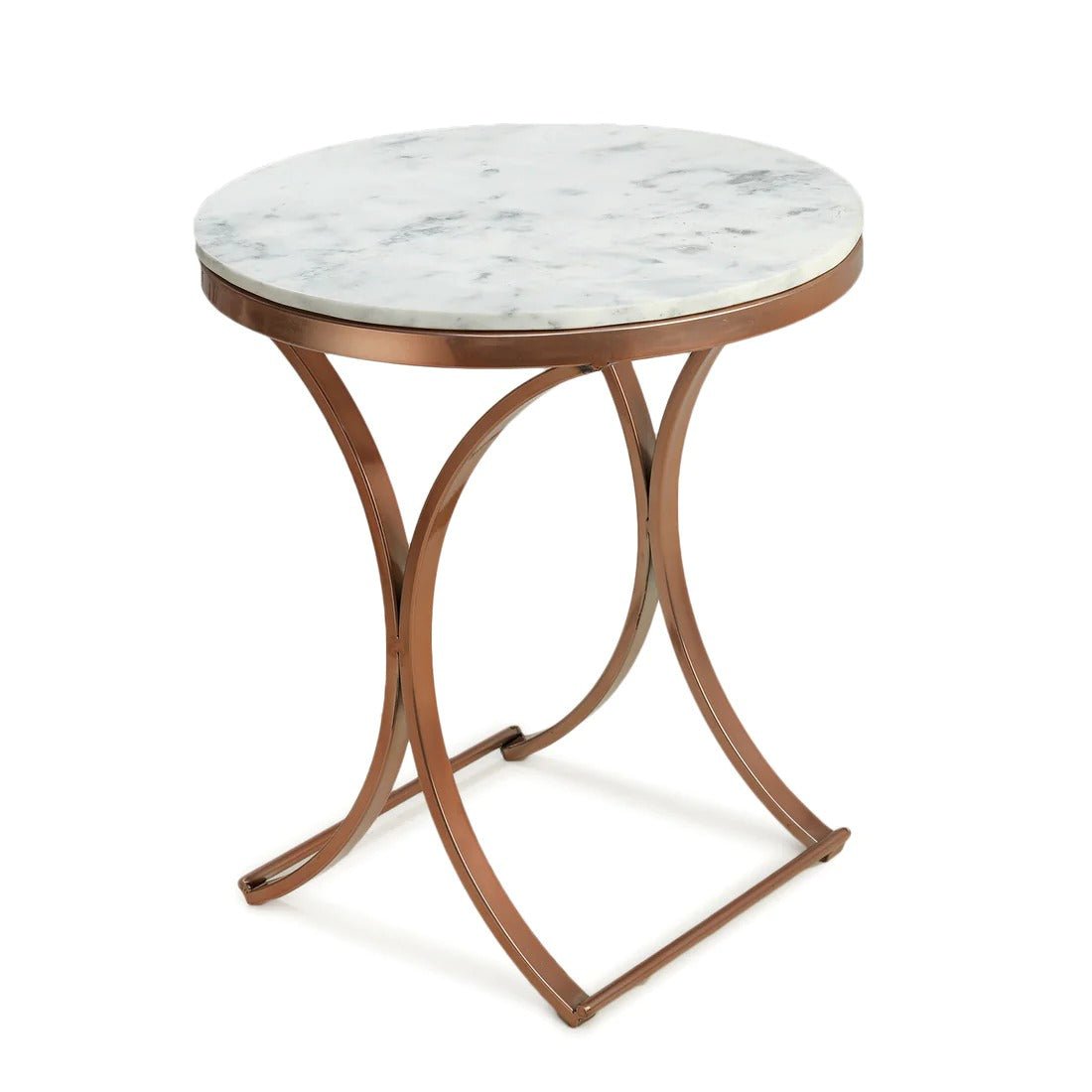 Premium Copper Metal Finish Coffee Side Table with Marble Top - Decor Smart