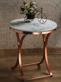 Premium Copper Metal Finish Coffee Side Table with Marble Top - Decor Smart