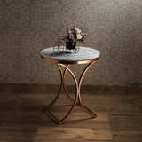 Premium Copper Metal Finish Coffee Side Table with Marble Top - Decor Smart