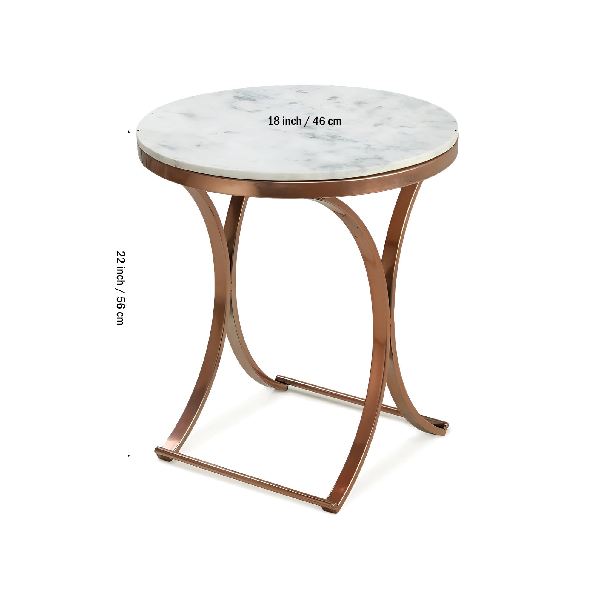 Premium Copper Metal Finish Coffee Side Table with Marble Top - Decor Smart
