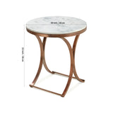 Premium Copper Metal Finish Coffee Side Table with Marble Top - Decor Smart
