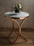 Premium Copper Metal Finish Coffee Side Table with Marble Top - Decor Smart