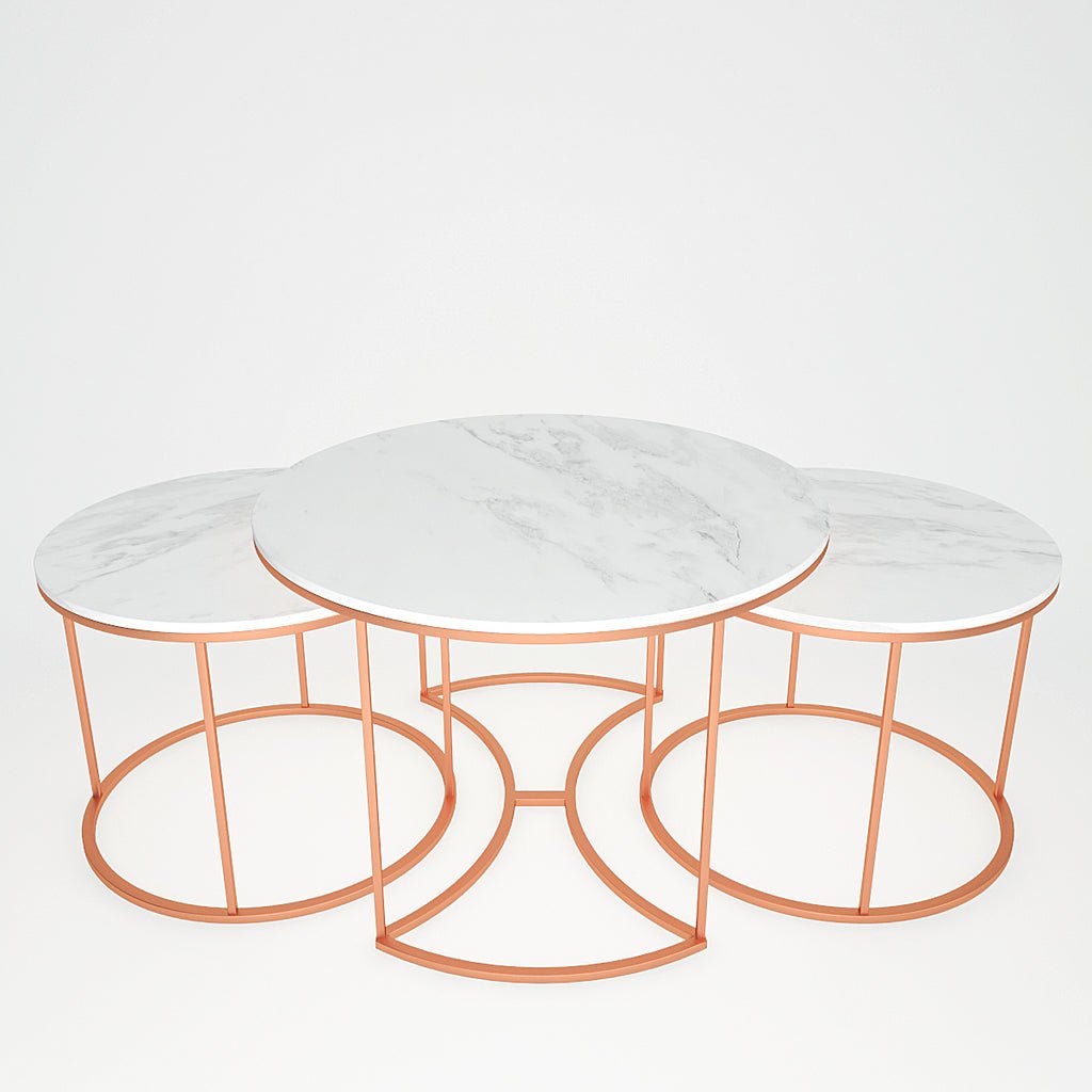 Premium Copper Nesting Trio Tables Set of 3 - Decor Smart