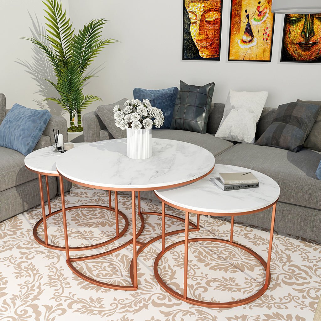 Premium Copper Nesting Trio Tables Set of 3 - Decor Smart