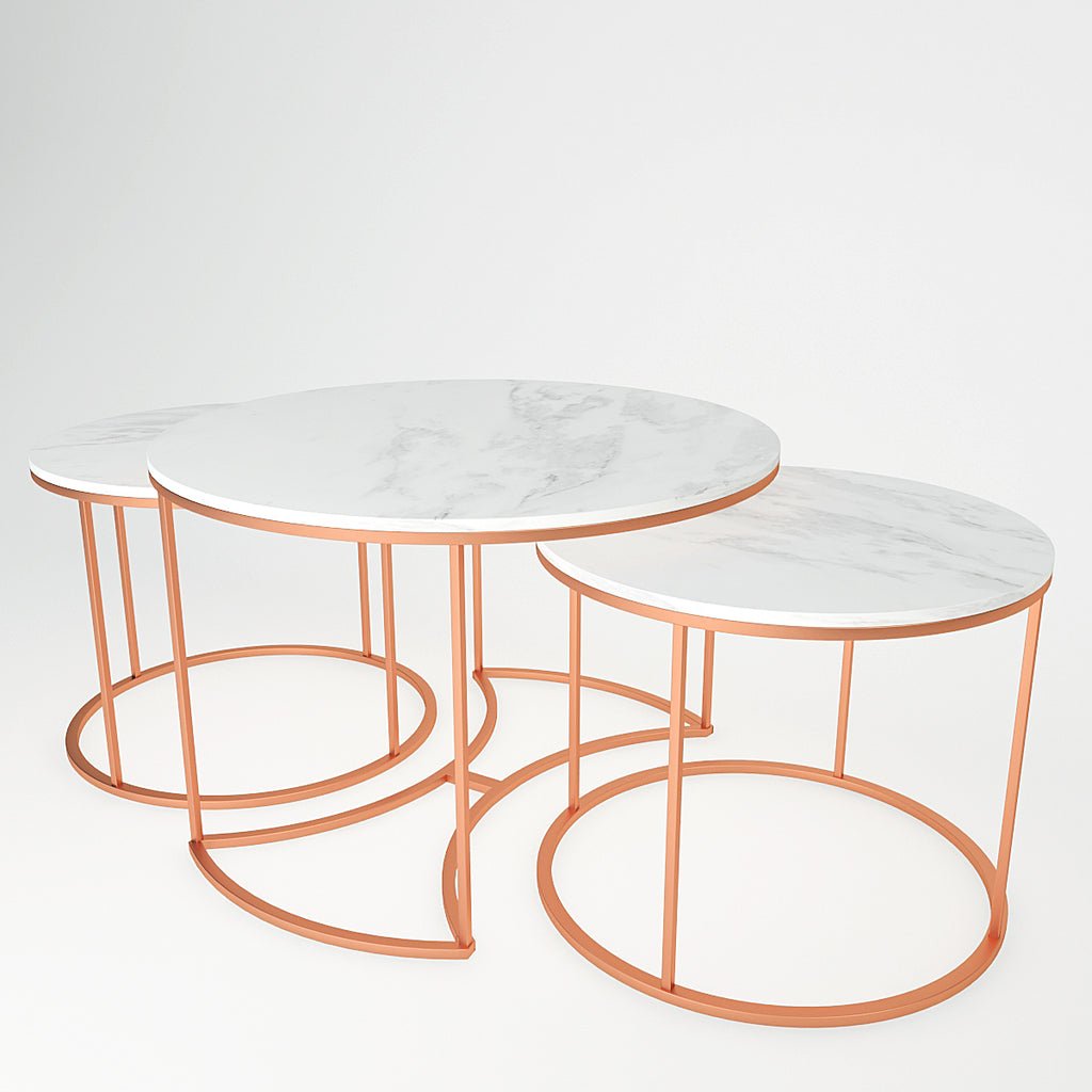 Premium Copper Nesting Trio Tables Set of 3 - Decor Smart