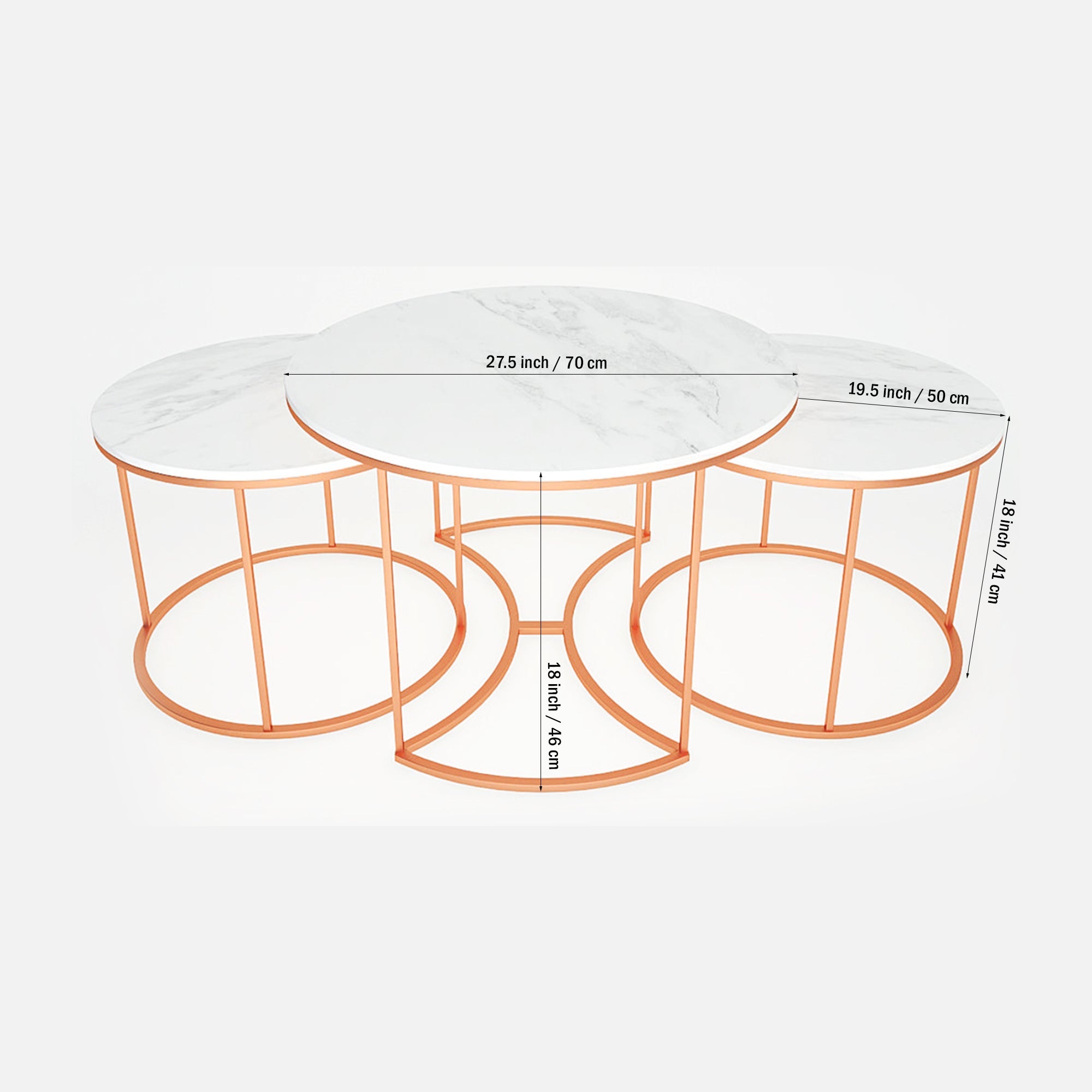 Premium Copper Nesting Trio Tables Set of 3 - Decor Smart