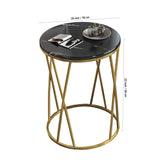 Premium Designer Round Shaped Golden Artistic Side Table with Black Marble - Decor Smart