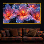 Premium Glowing Floral Crystal Glass Wall Painting for Living Room Décor
