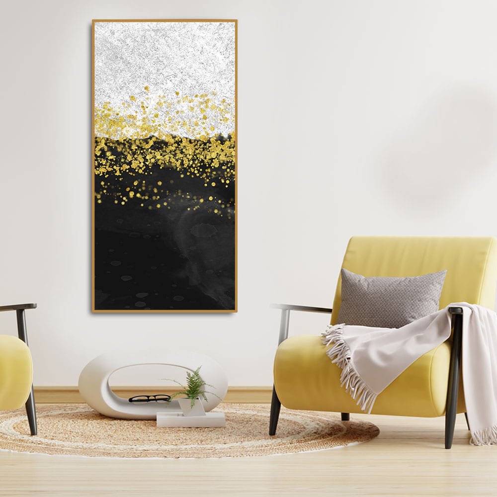 Premium Gold Glitter Particles on Black and White Background Canvas and Wall Painting - Decor Smart