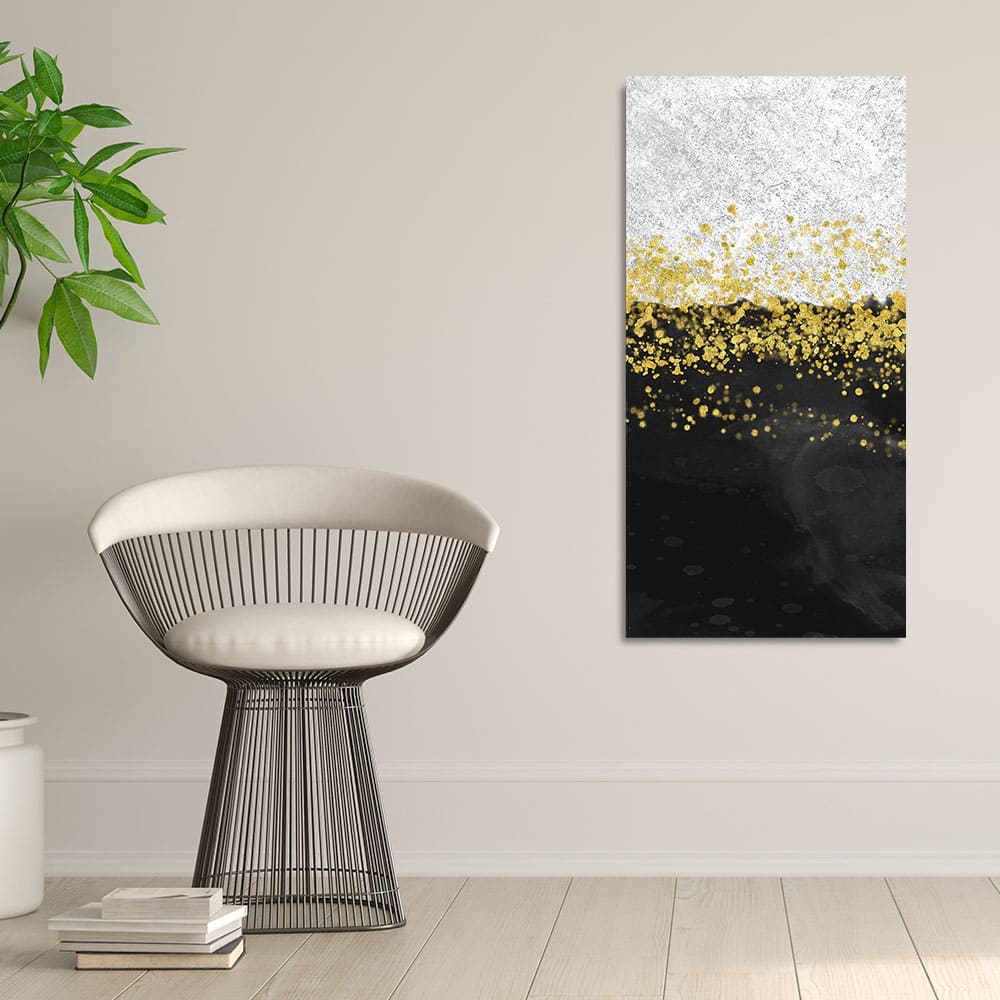 Premium Gold Glitter Particles on Black and White Background Canvas and Wall Painting - Decor Smart