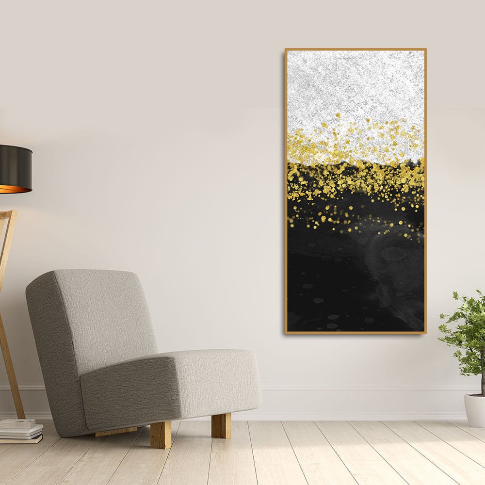Premium Gold Glitter Particles on Black and White Background Canvas and Wall Painting - Decor Smart