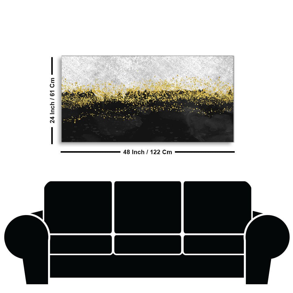 Premium Gold Glitter Particles on Black Background Canvas and Wall Painting - Decor Smart