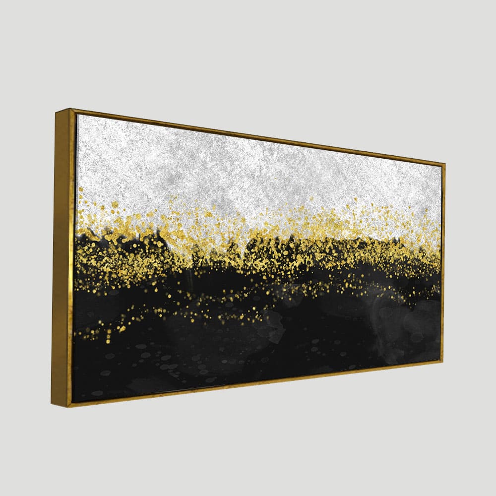 Premium Gold Glitter Particles on Black Background Canvas and Wall Painting - Decor Smart