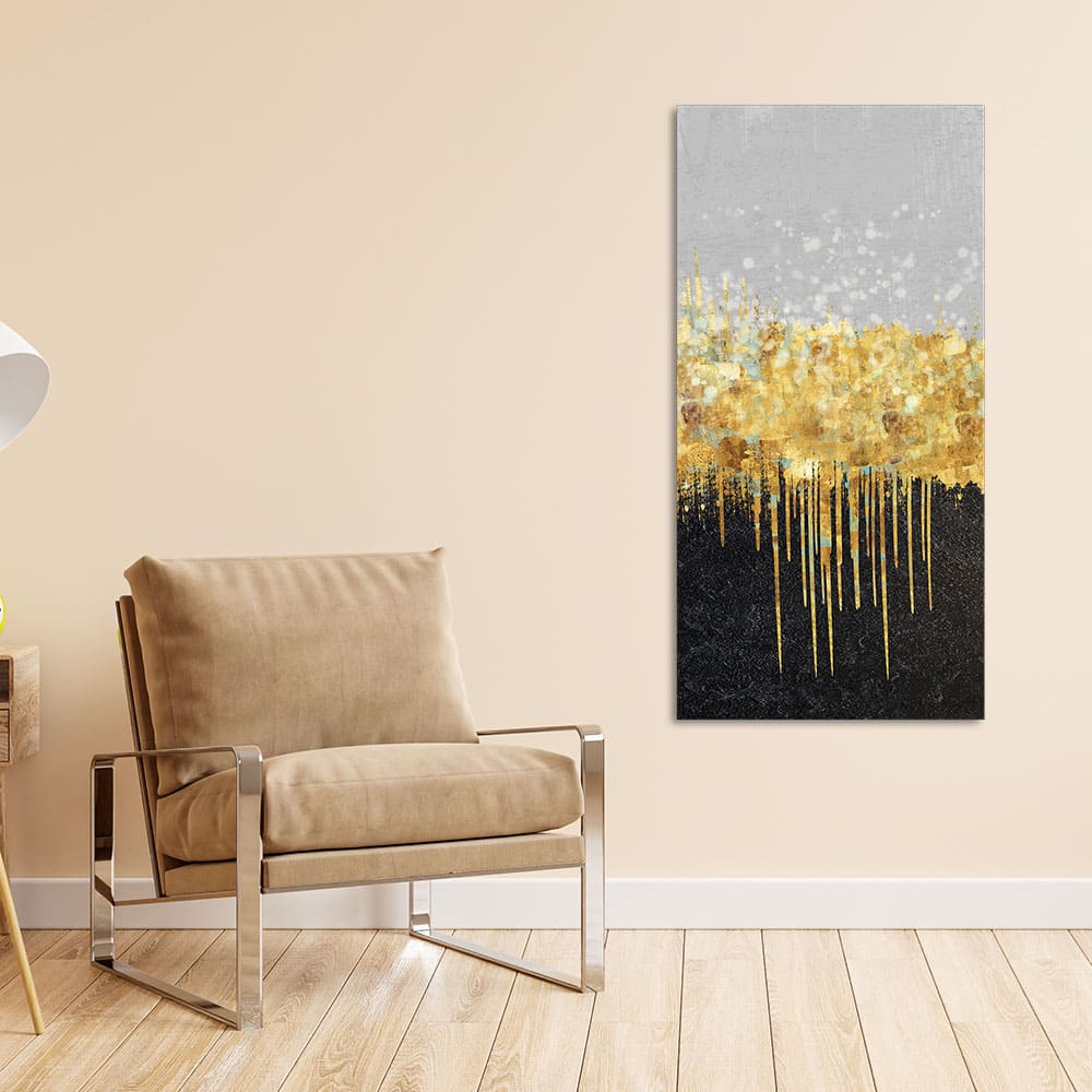 Premium Gold Glitter Particles on Black Background Canvas Wall Painting - Decor Smart