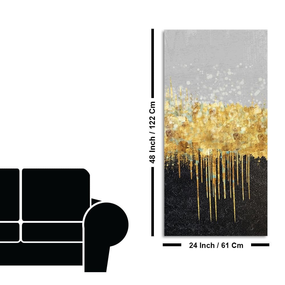 Premium Gold Glitter Particles on Black Background Canvas Wall Painting - Decor Smart