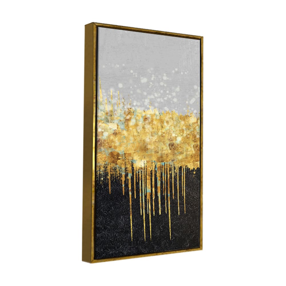 Premium Gold Glitter Particles on Black Background Canvas Wall Painting - Decor Smart