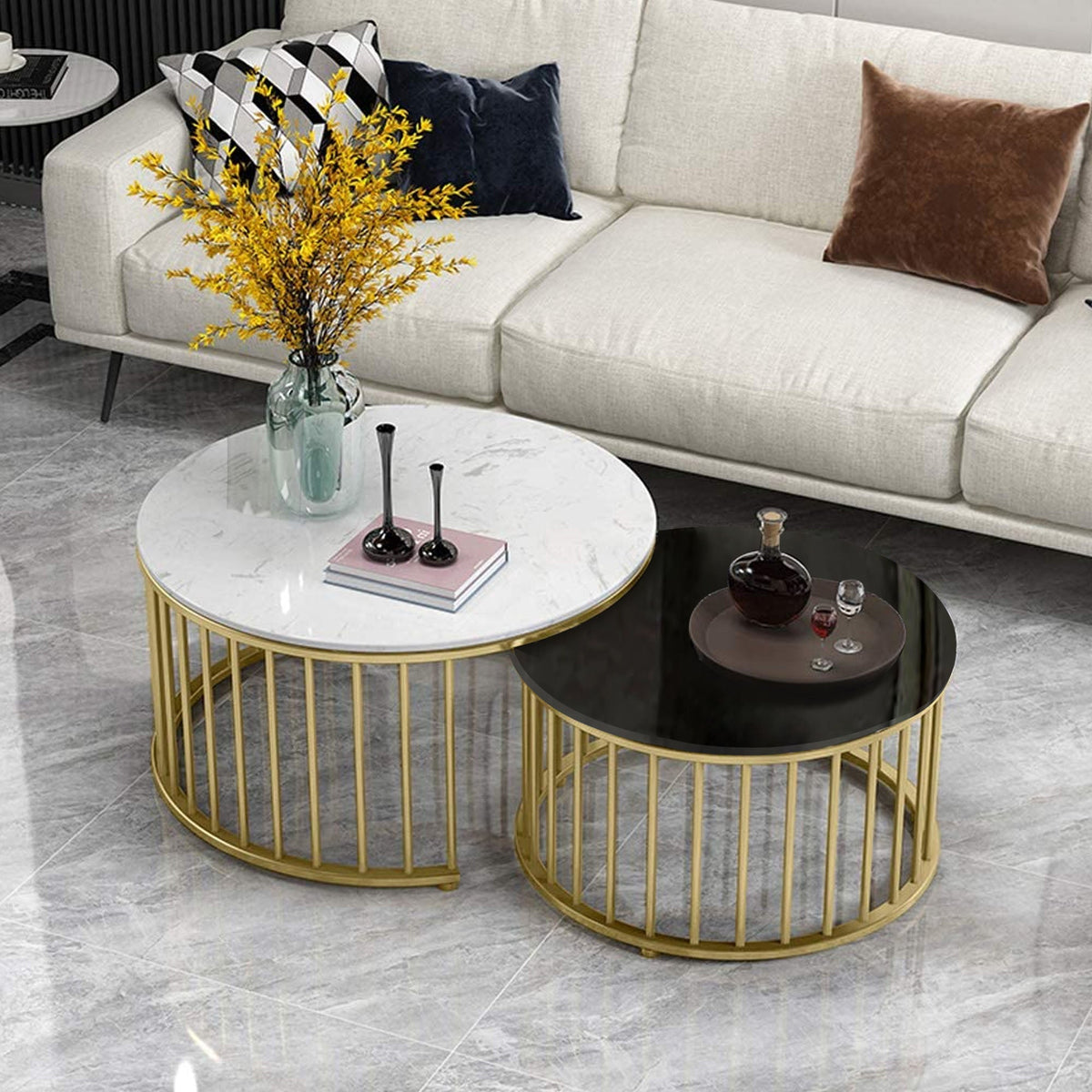 Premium Golden Caged Table Set of 2 - Decor Smart