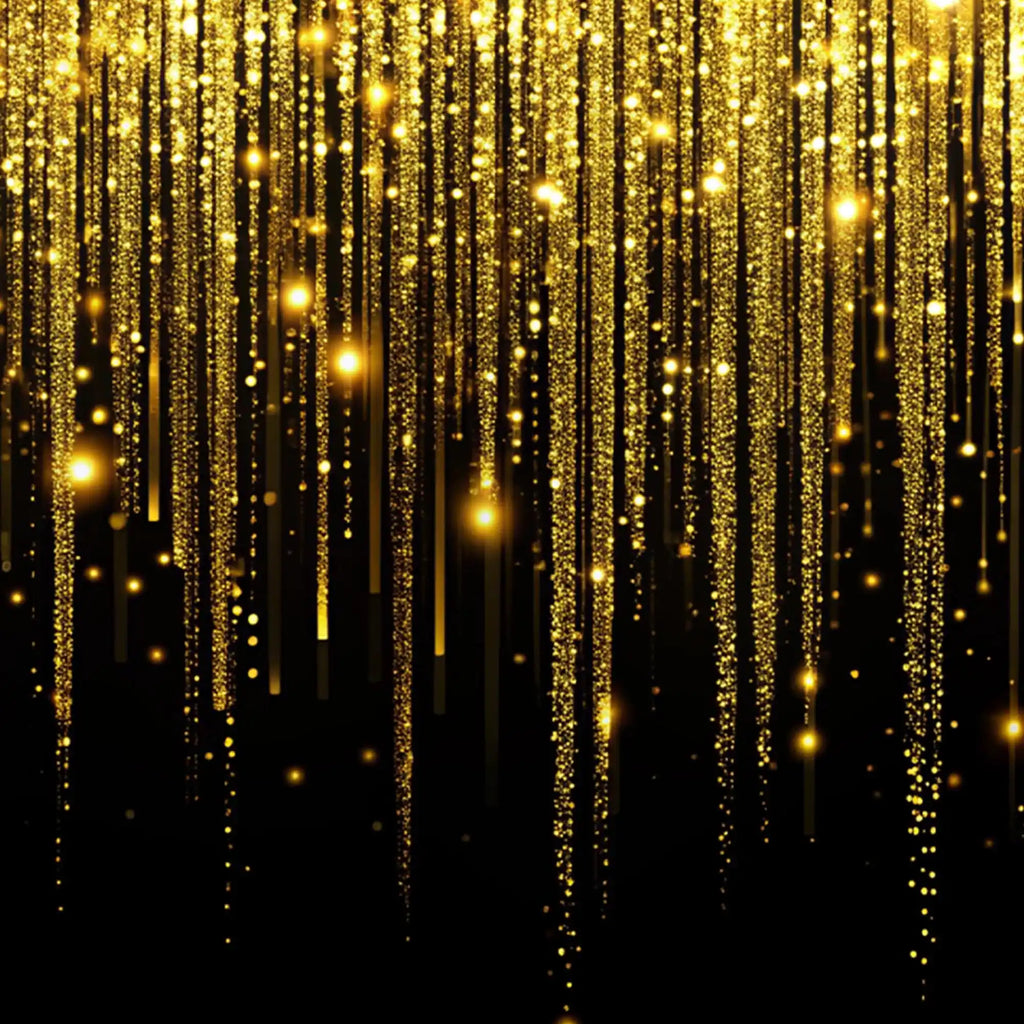 Premium Golden Falling Lights Crystal Glass Wall Painting