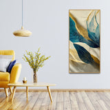 Premium Golden Flower and Waves Canvas Wall Painting - Decor Smart
