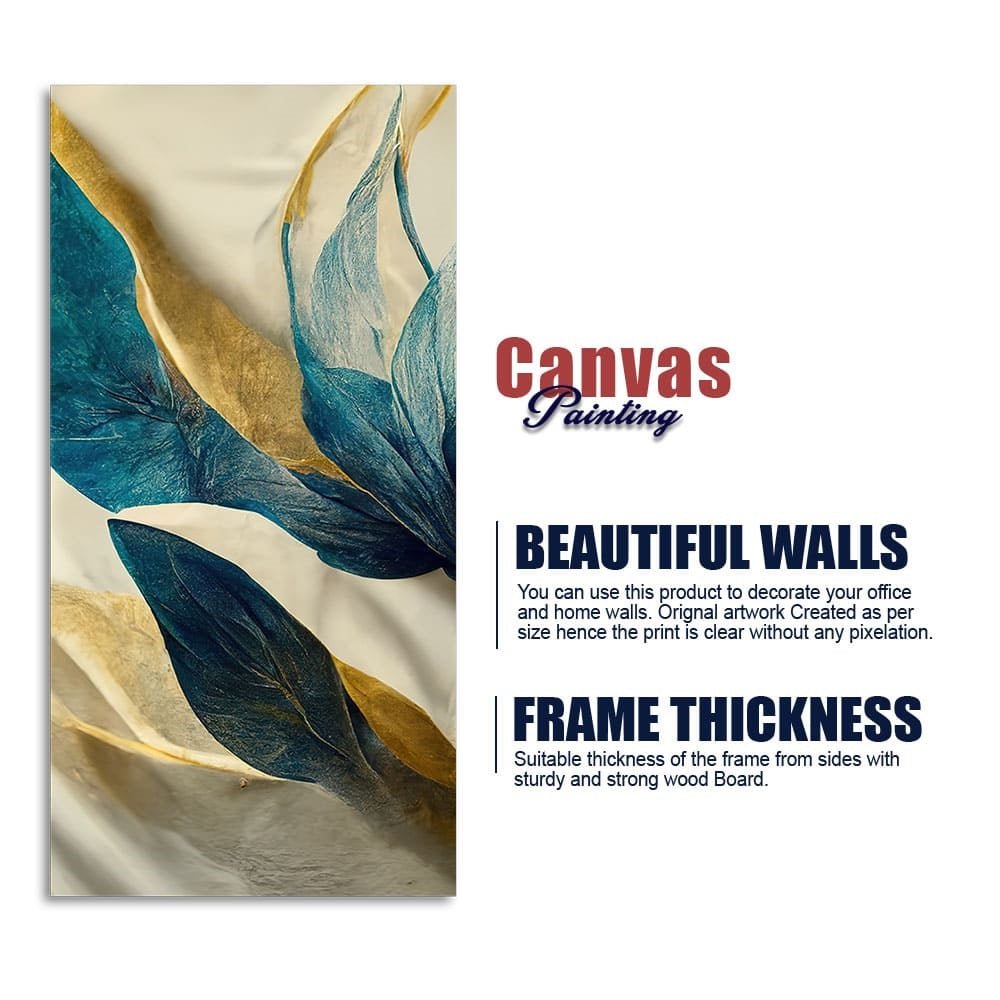 Premium Golden Flower and Waves Canvas Wall Painting - Decor Smart