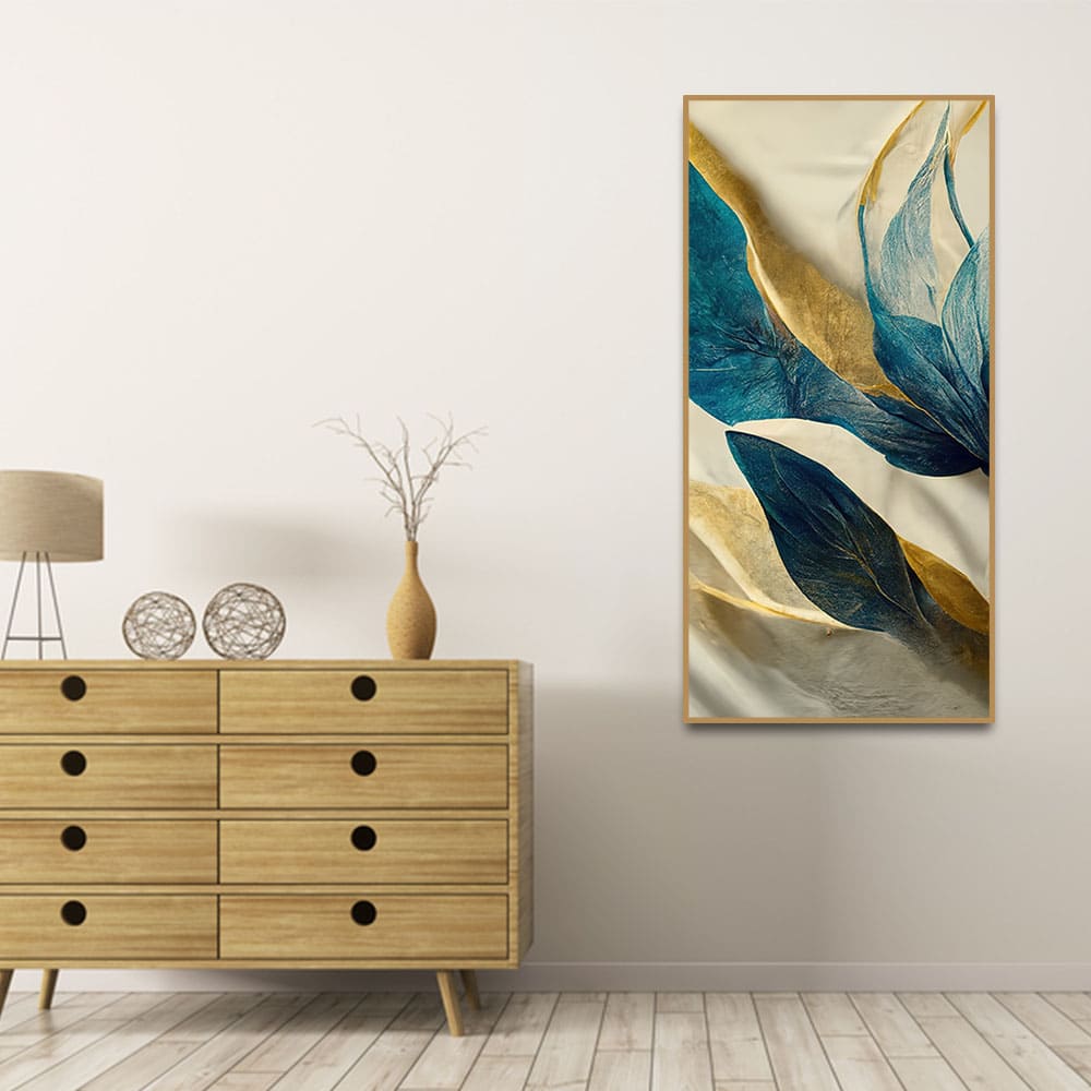 Premium Golden Flower and Waves Canvas Wall Painting - Decor Smart