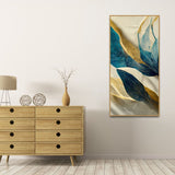 Premium Golden Flower and Waves Canvas Wall Painting - Decor Smart