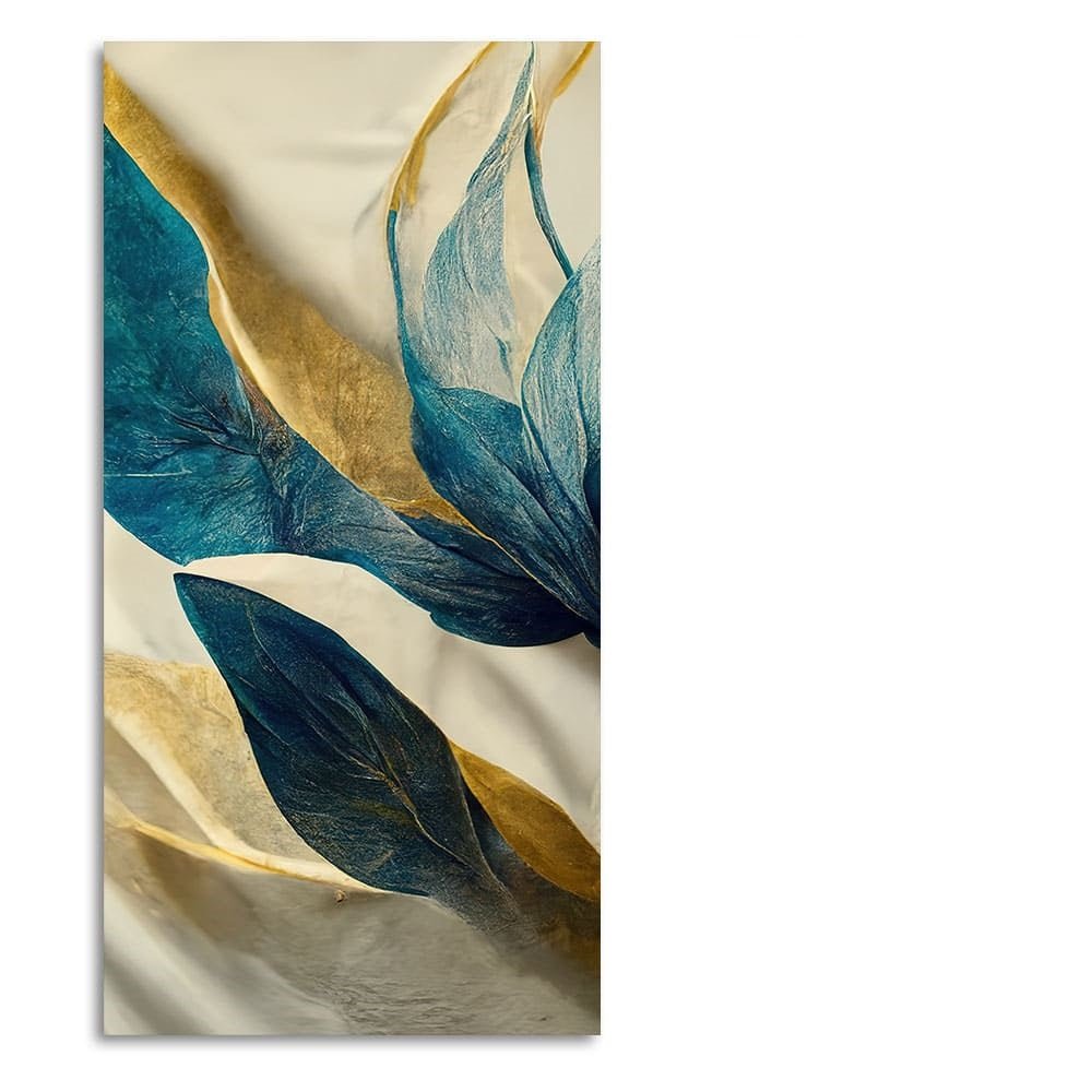 Premium Golden Flower and Waves Canvas Wall Painting - Decor Smart
