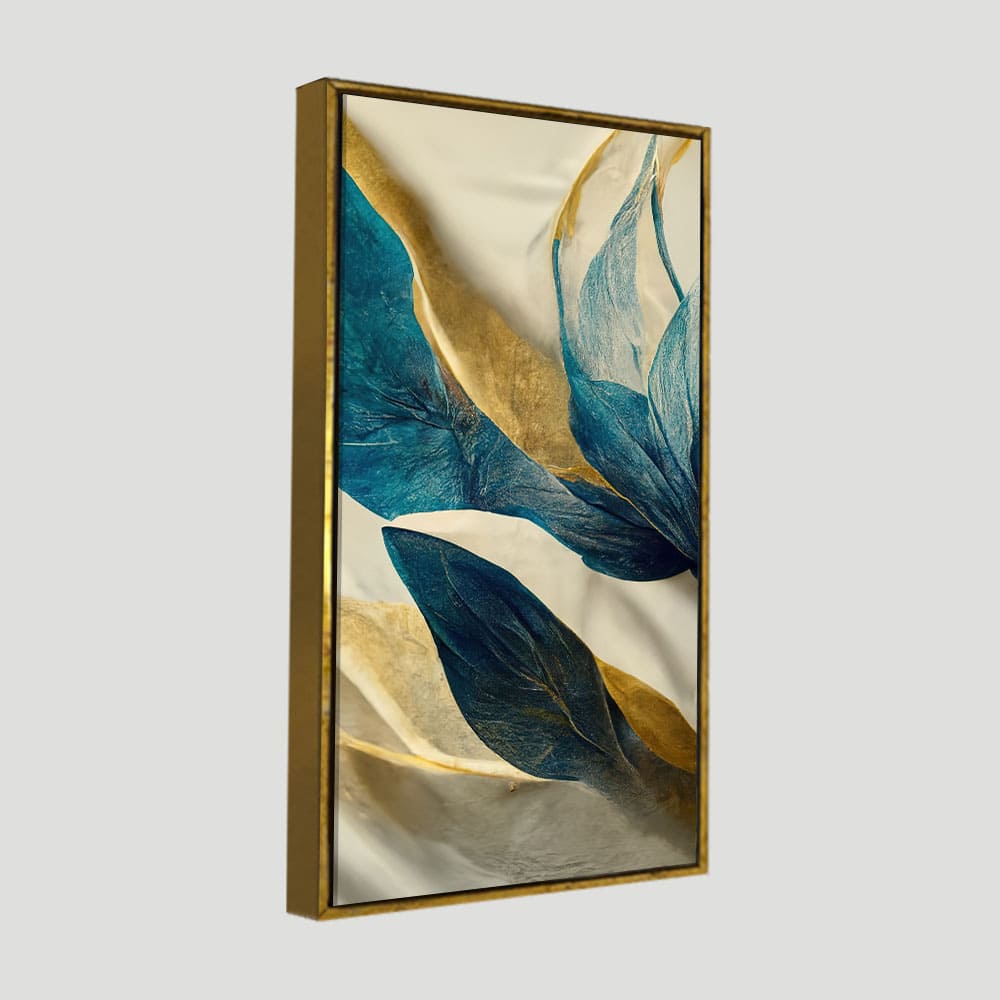 Premium Golden Flower and Waves Canvas Wall Painting - Decor Smart