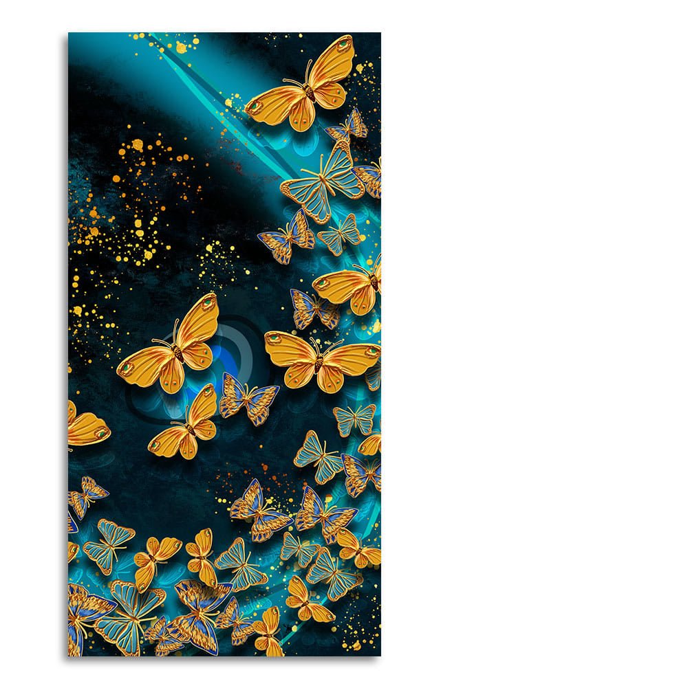 Premium Golden Flying Butterflies Canvas Wall Painting - Decor Smart