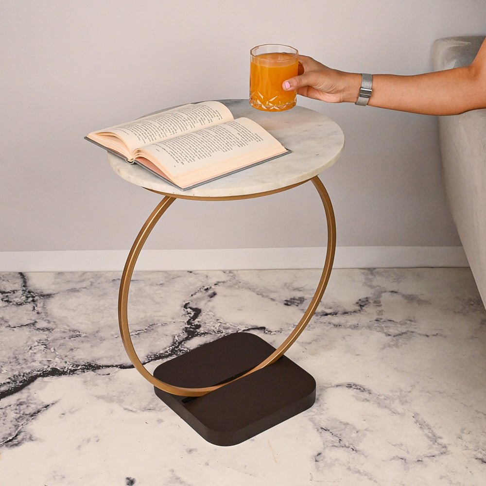 Premium Golden Halo Classic Metal Side Table - Decor Smart