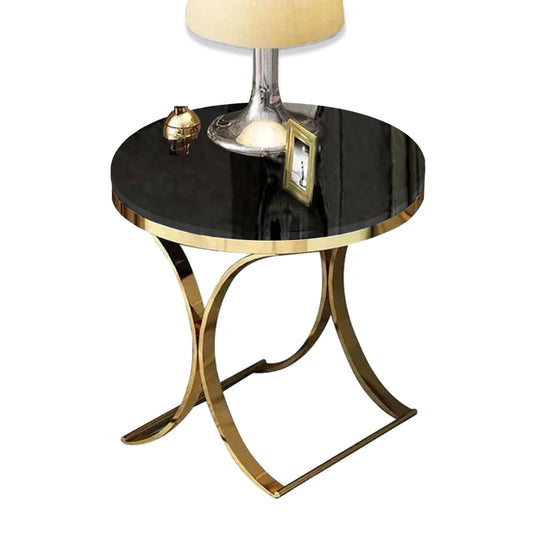 Premium Golden Iron Avarua Round Marble Table - Decor Smart