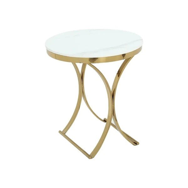 Premium Golden Iron White Round Marble Table - Decor Smart