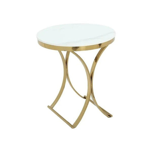 Premium Golden Iron White Round Marble Table - Decor Smart