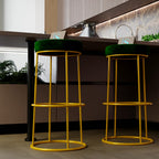 Premium Green Velvet Bar Lounge Chair with Golden Frame