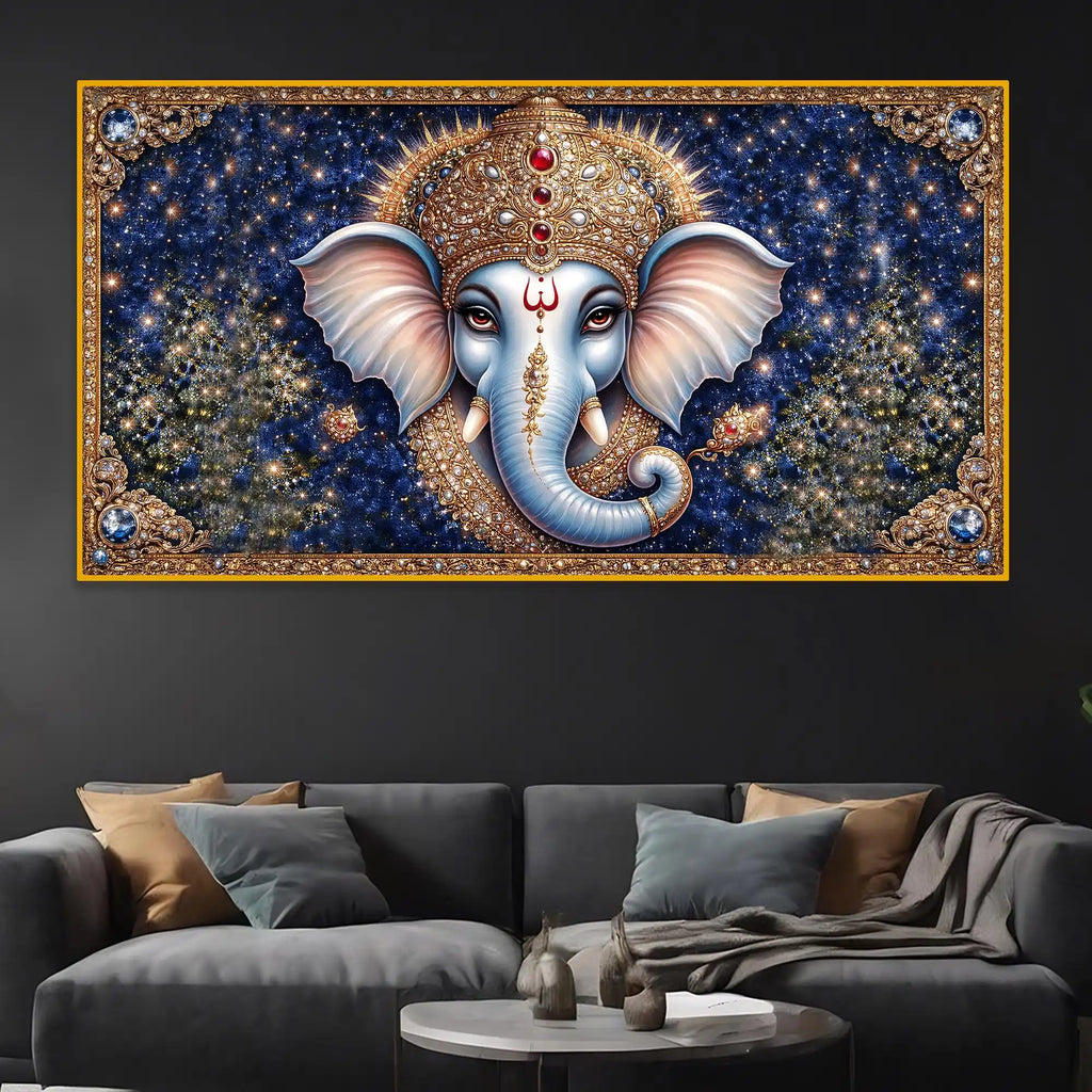 Premium Hindu God Ganesha Crystal Glass Wall Painting for Elegant Wall Décor