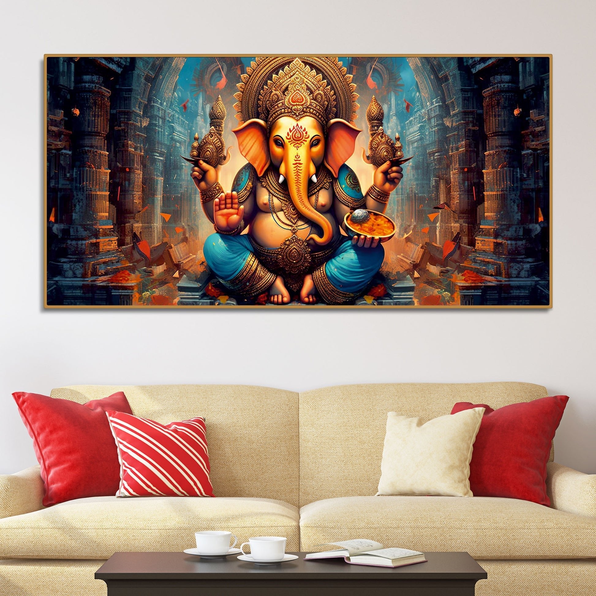 Premium Lord Ganesha Statue Canvas Wall Painting - Decor Smart