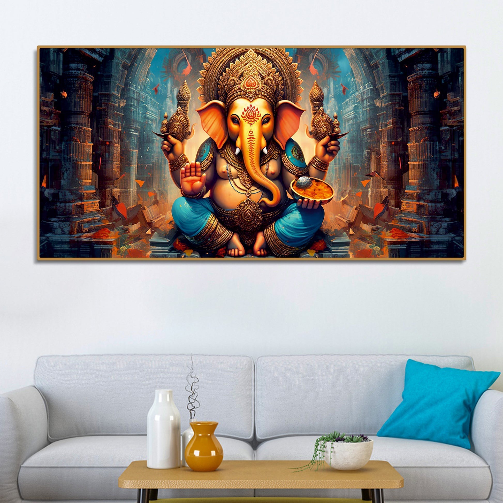 Premium Lord Ganesha Statue Canvas Wall Painting - Decor Smart