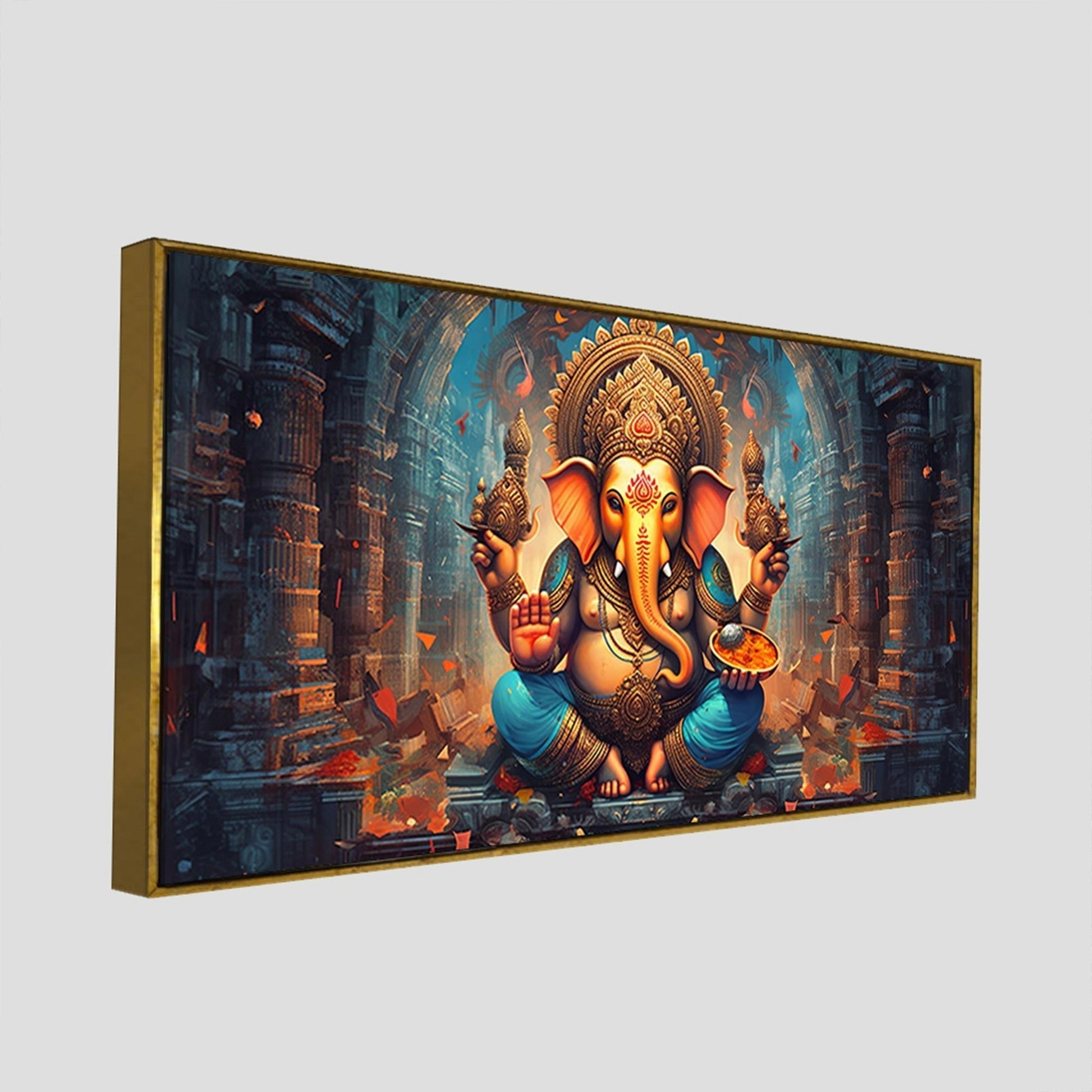 Premium Lord Ganesha Statue Canvas Wall Painting - Decor Smart