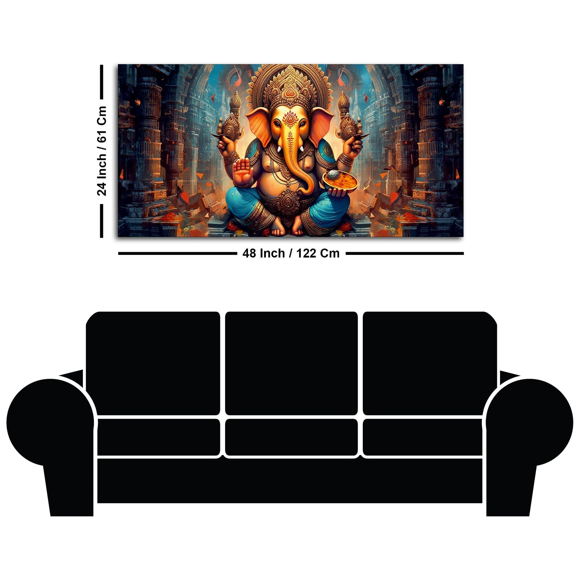Premium Lord Ganesha Statue Canvas Wall Painting - Decor Smart