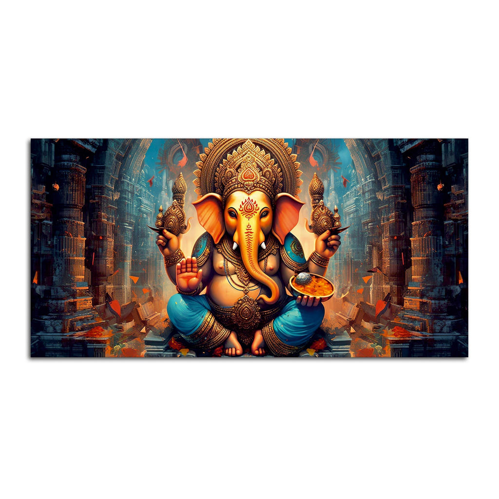Premium Lord Ganesha Statue Canvas Wall Painting