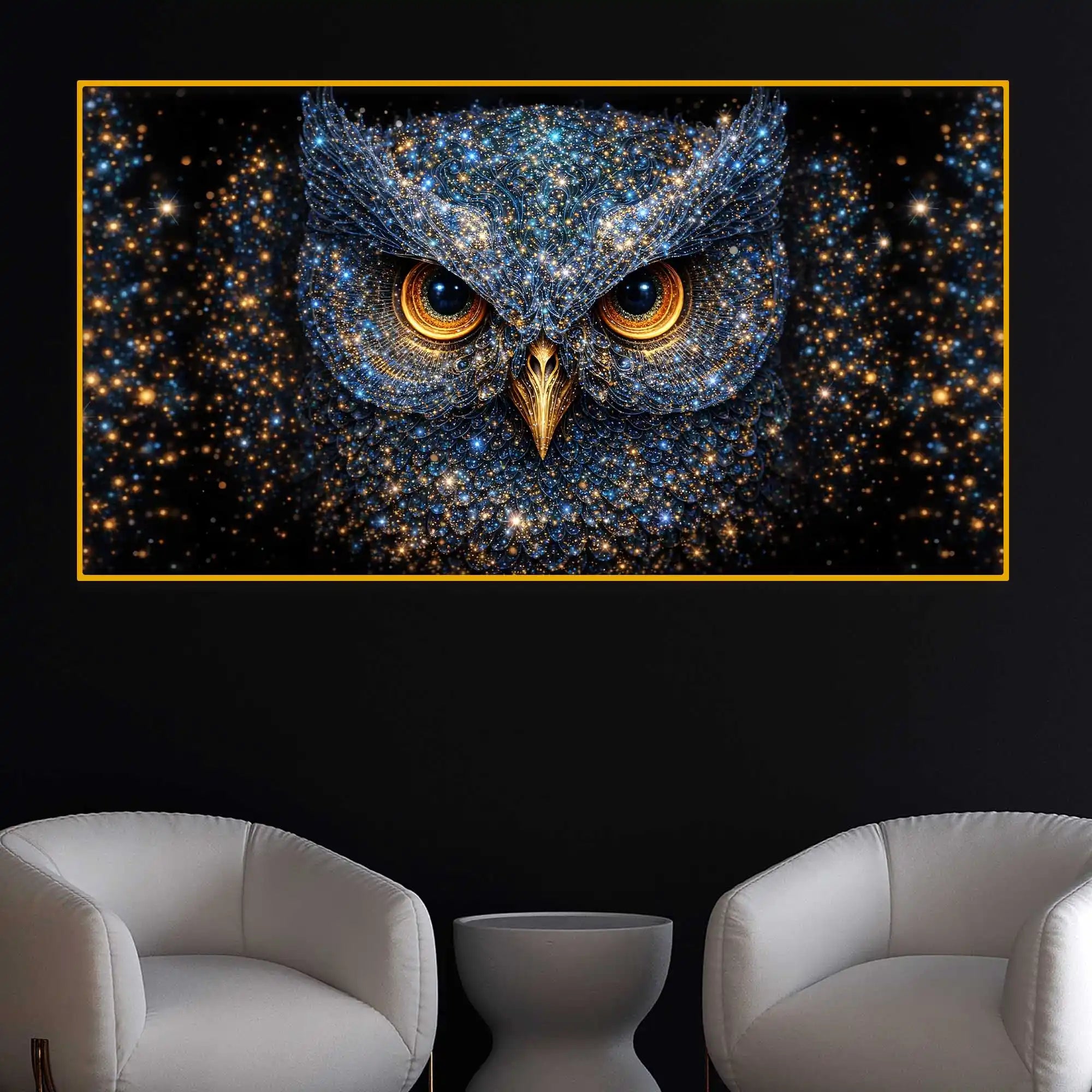Premium Majestic Owl Crystal Glass Wall Painting for Living Room Décor