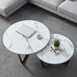 Premium Metallic Nesting Center Tables in Golden Luxurious Base Set of 2 - Decor Smart