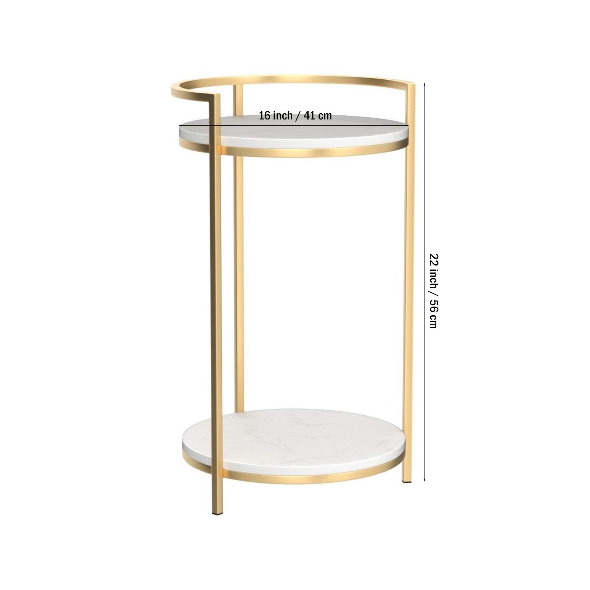 Premium Metallic Stand Two Layer Marble Side Table - Decor Smart