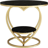 Premium Modern Heart Shaped Golden Metal with Black Marble Night Stand Side Table - Decor Smart