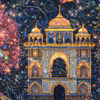 Premium Mughal Inspired Palace Peacock Floral Art Crystal Glass Wall Painting for Luxury Décor