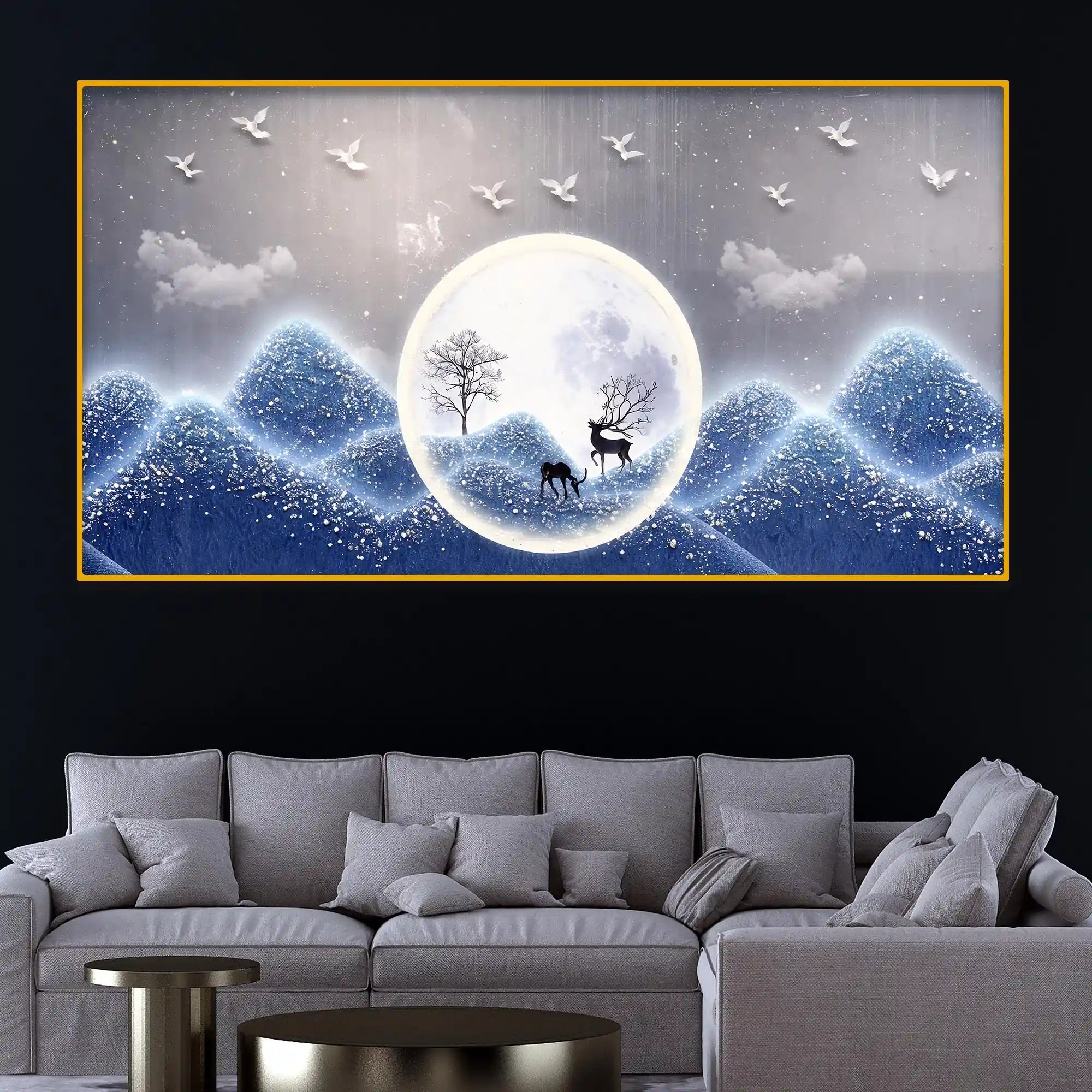 Premium Nature Moonlight Crystal Glass Painting for Calming Spaces