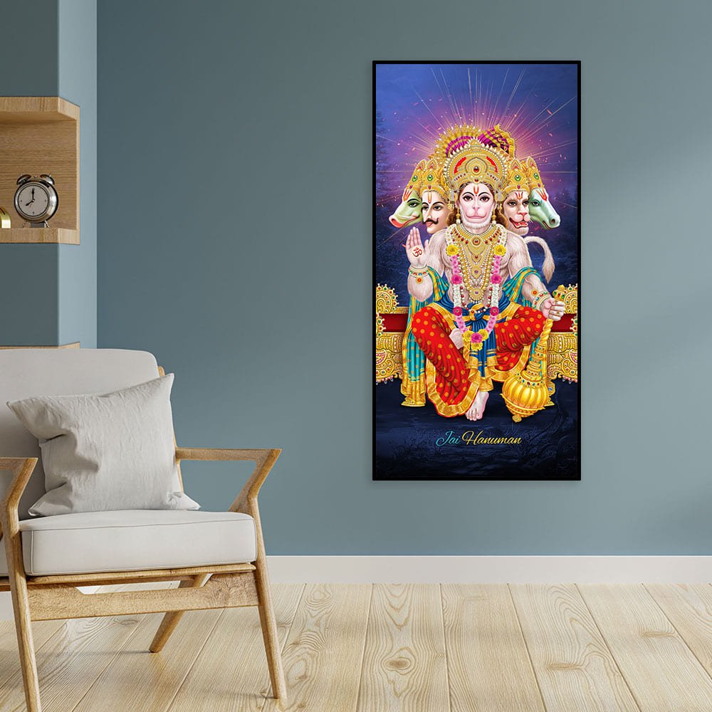 Premium Panchmukhi Lord Hanuman Canvas Wall Painting - Decor Smart